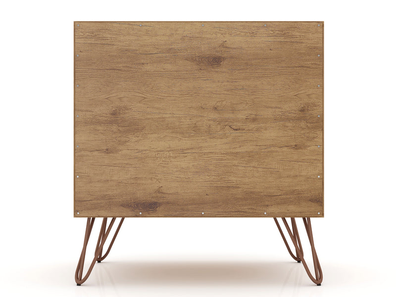Manhattan Comfort Rockefeller Mid-Century Modern Nightstand with 2 Drawers - Textured Grey