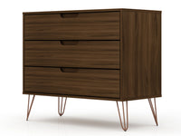 Manhattan Comfort Rockefeller Mid-Century Modern Dresser with 3-Drawers - Brown