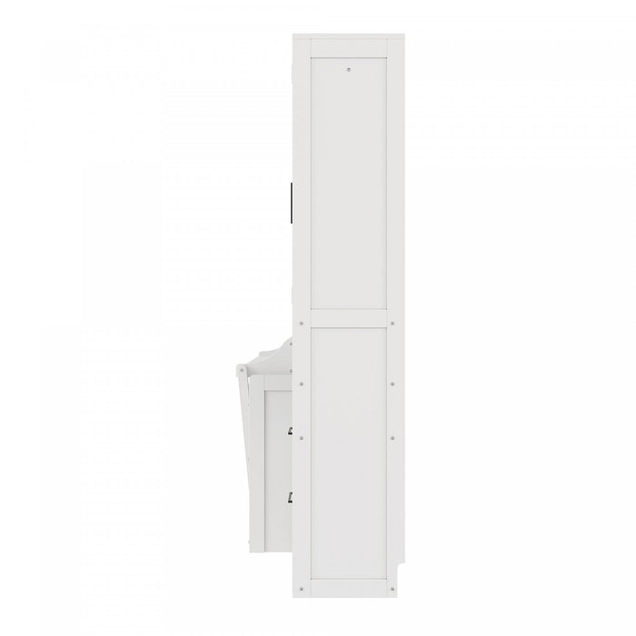Maria Murphy Bed with Drawers and Shelves,Queen Size,White Queen Bed