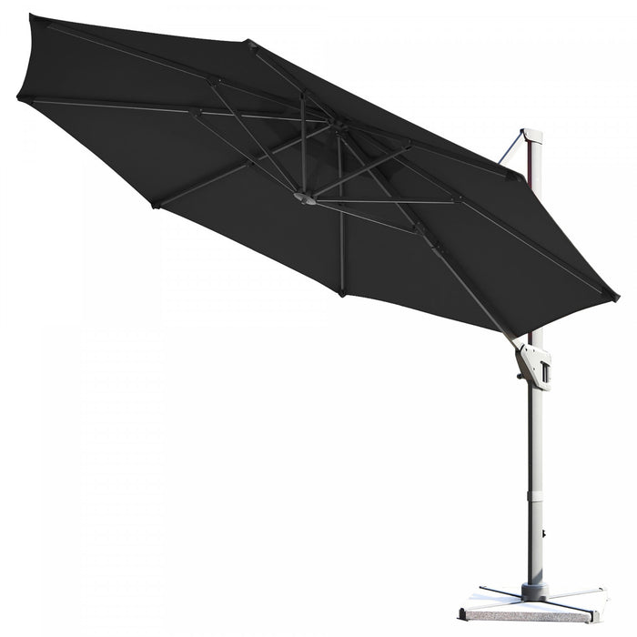 Costway 11ft Patio Offset Umbrella Cantilever Rotation Aluminum Tilt Cross Base Gray