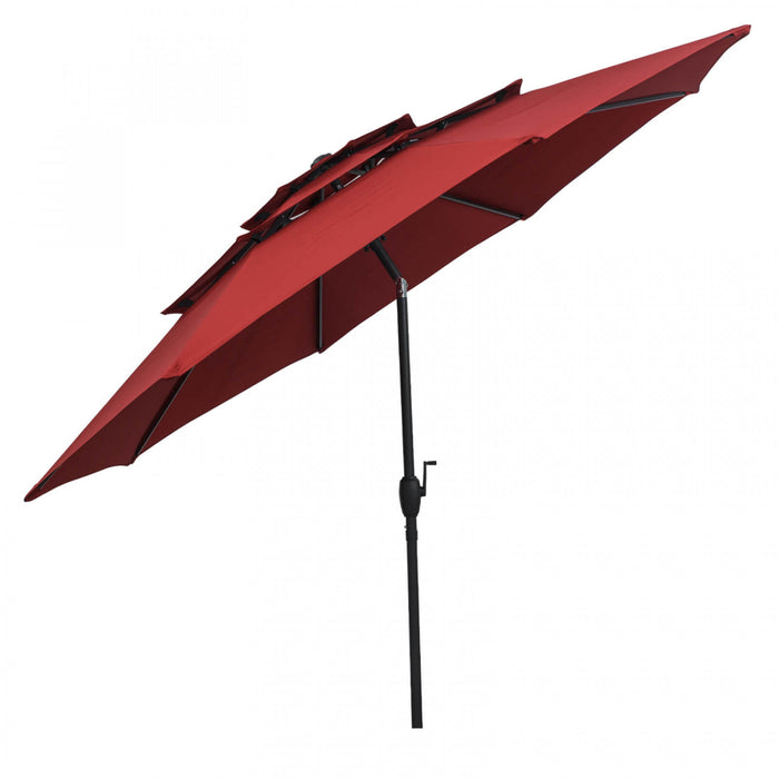 Costway 10 ft 3-tier Vented Patio Umbrella Large Market Table Umbrella Outdoor Sun Shade Red