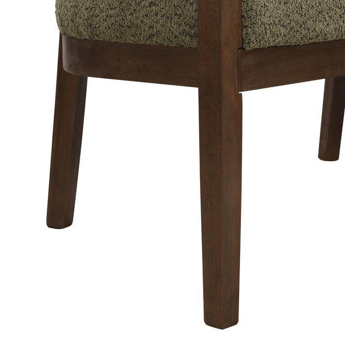 Rattan 47.5 Inch Rattan Upholstered Loveseat with Hand-Woven Backrest, Green, Walnut
