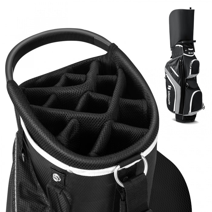 Costway Lightweight Golf Cart Bag With 14 Way Top Dividers 9 Pockets Rain Hood Cooler Bag