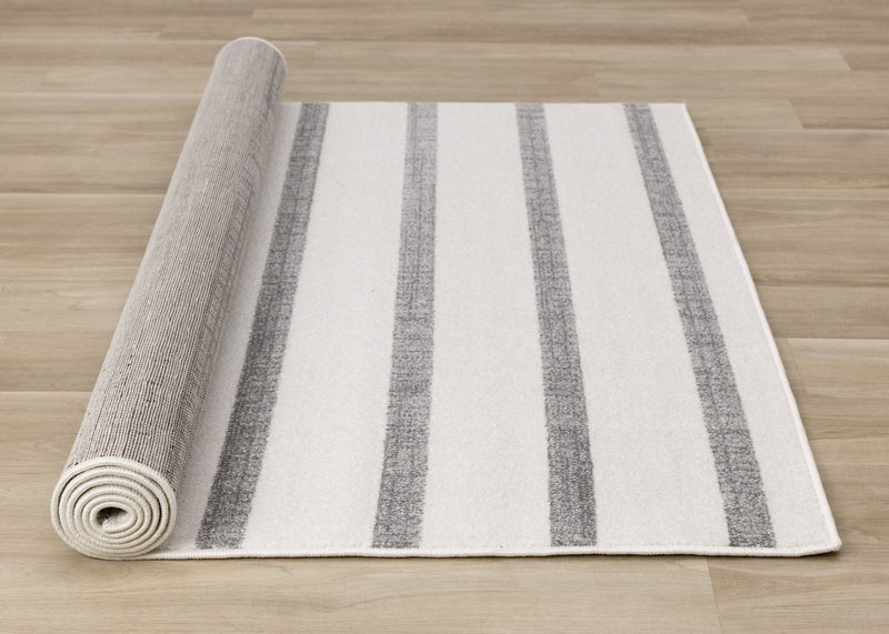 Covington Grey White Striped Rug, 7'10\" x 10'6\" Indoor Area Rug