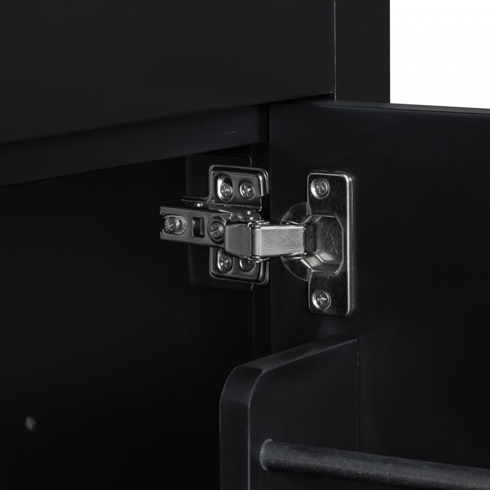 Felix 60 Inch Modern Double Bathroom Vanity with Ceramic Sink & Storage Cabinet, Black