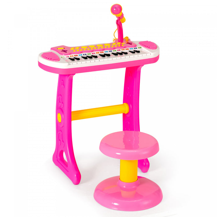 Costway 31 Key Kids Piano Keyboard Toy Toddler Musical Instrument w/ Microphone Pink