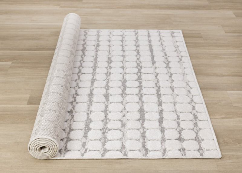 Oslo White Great Pebble Patterned Rug, 7'10\" x 10'6\" Indoor Area Rug