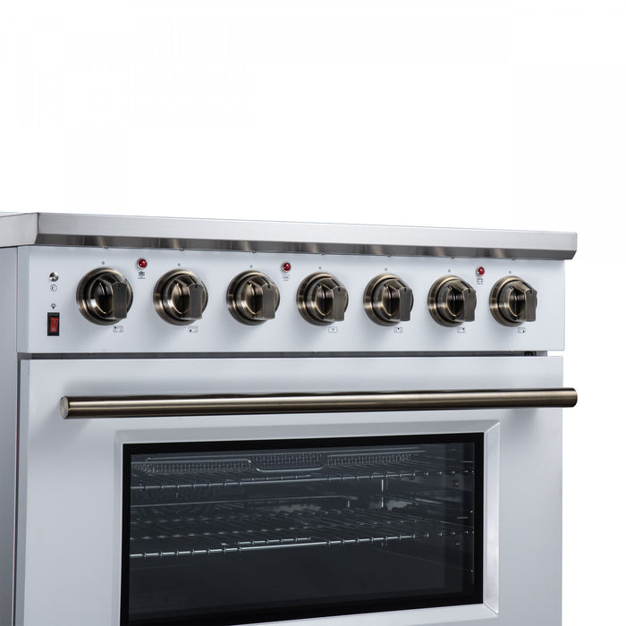 Forno Massimo 36 Inch Freestanding Electric Range, 5 radiant burners, 5.36 cu.ft., White - FFSEL6020-36WHT