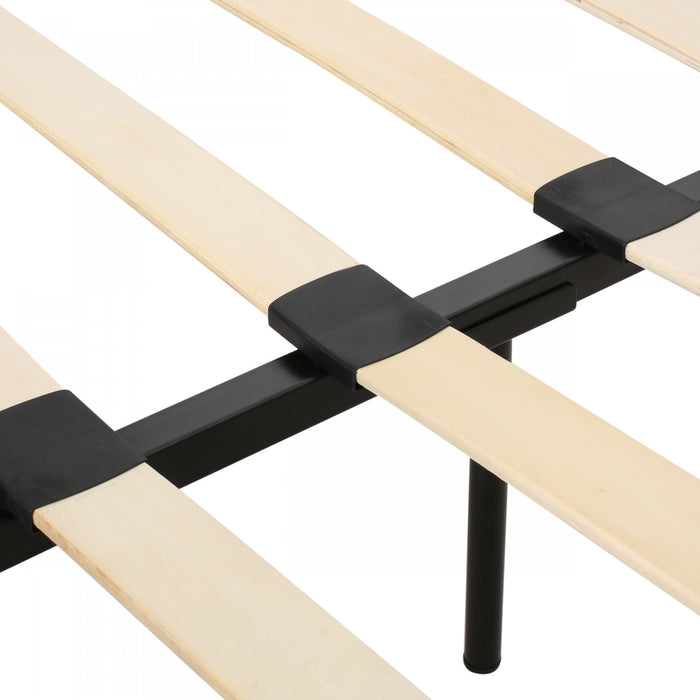 Lucia Upholstered Platform Bed Frame With Tufted Waffle Stitching,king Size,black King Bed