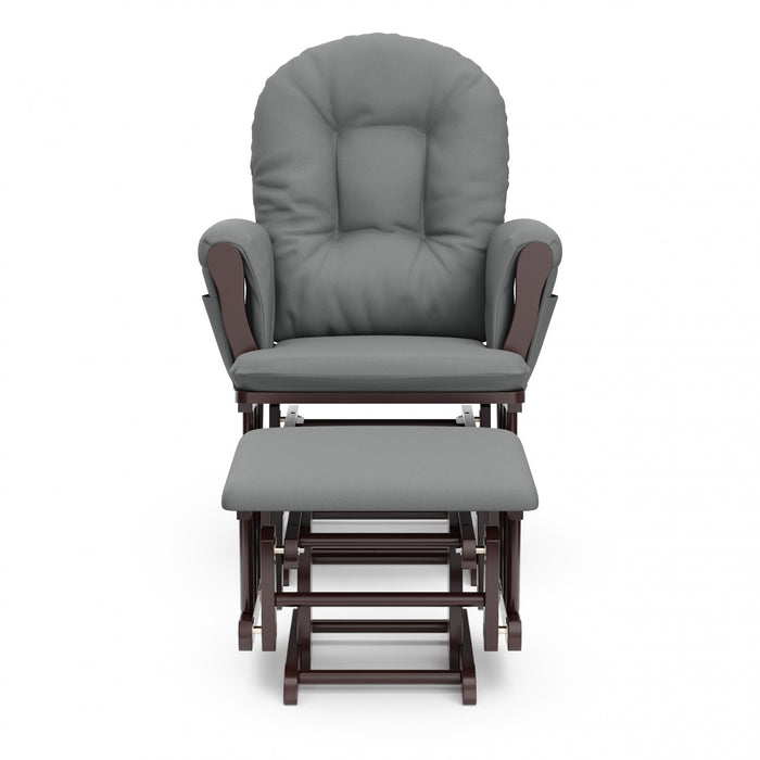 Storkcraft Hoop Glider and Ottoman - Espresso/Gray