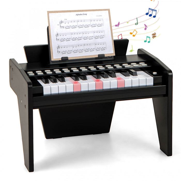 Costway 25 Keys Digital Piano with Music Stand,Teaching Mode,Lighted Keys, Adjustable Speed Black