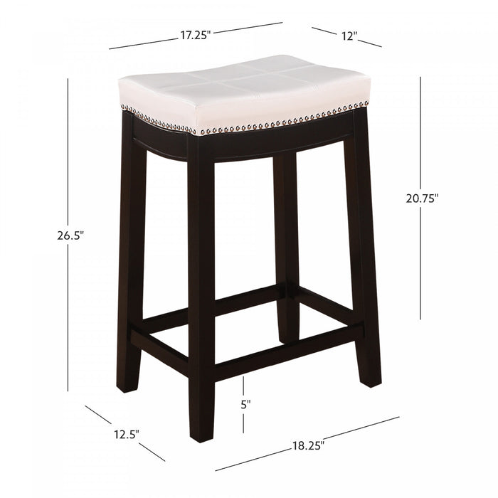 Claridge Faux Leather Backless Counter-Height Stool - Black and White