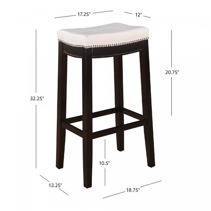 Claridge Faux Leather Backless Barstool - Black and White