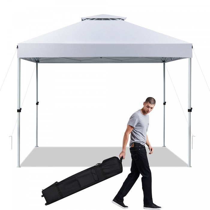 Costway 2-tier 10' X 10' Pop-up Canopy Tent Instant Gazebo Adjustable Carry Bag With Wheel