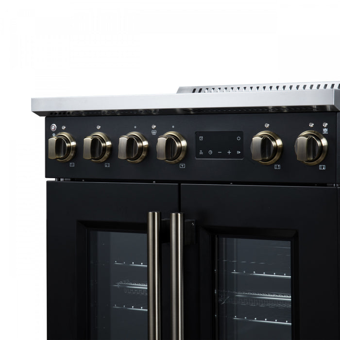 Forno Torino French Door 30 Inch Black Induction Range, 4.32 cu.ft. - FFSIN0950-30BLK Electric Range