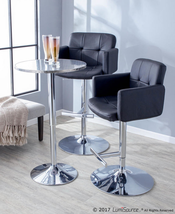 LumiSource Bistro Contemporary Adjustable Round Bar Dining Table - Silver