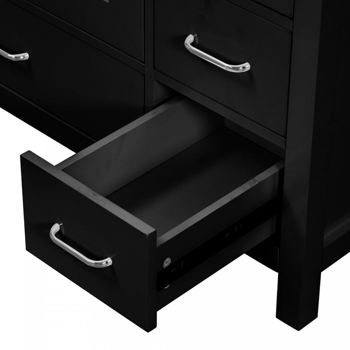Derek 36 Inch Modern Bathroom Vanity with Ceramic Sink & Multi Storage, Black