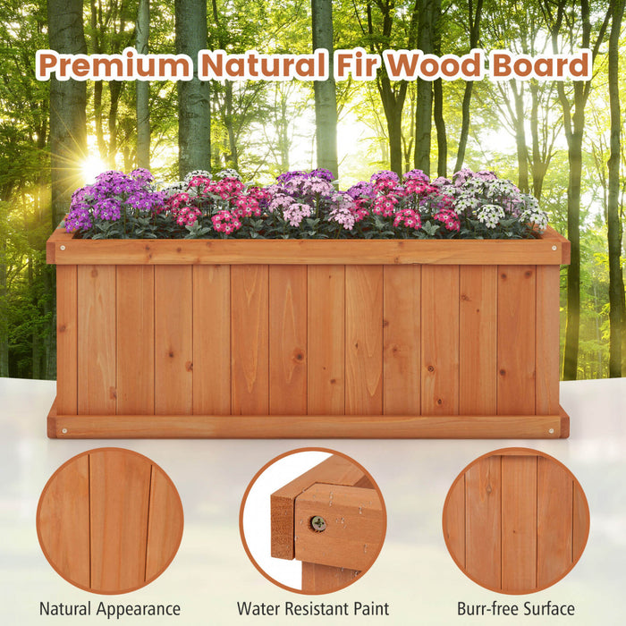 Costway Raised Garden Bed Fir Wood Rectangle Planter Box With Drainage Holes Orange