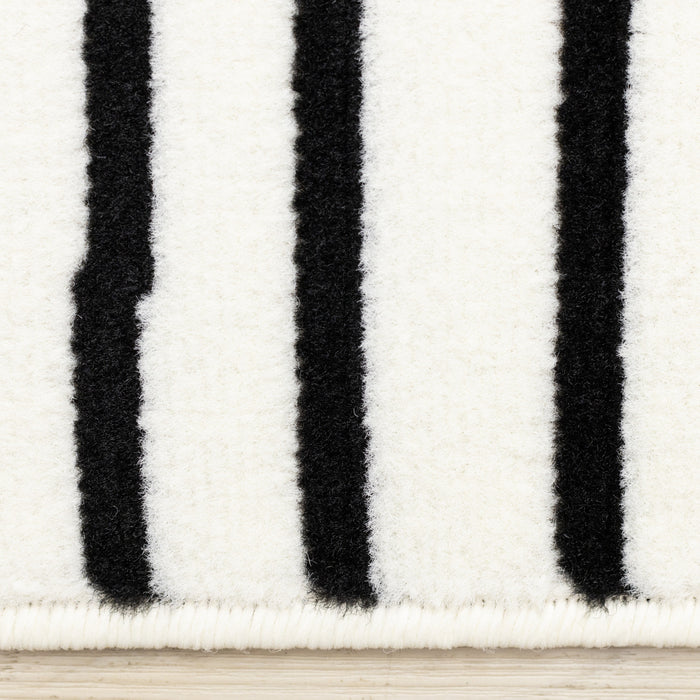 Forte Black White Stripes Area Rug - 2'7\" x 4'11\"