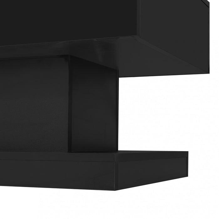 Ethan Lift-Top Coffee Table with LED Lighting and Sliding Extendable Top,Black