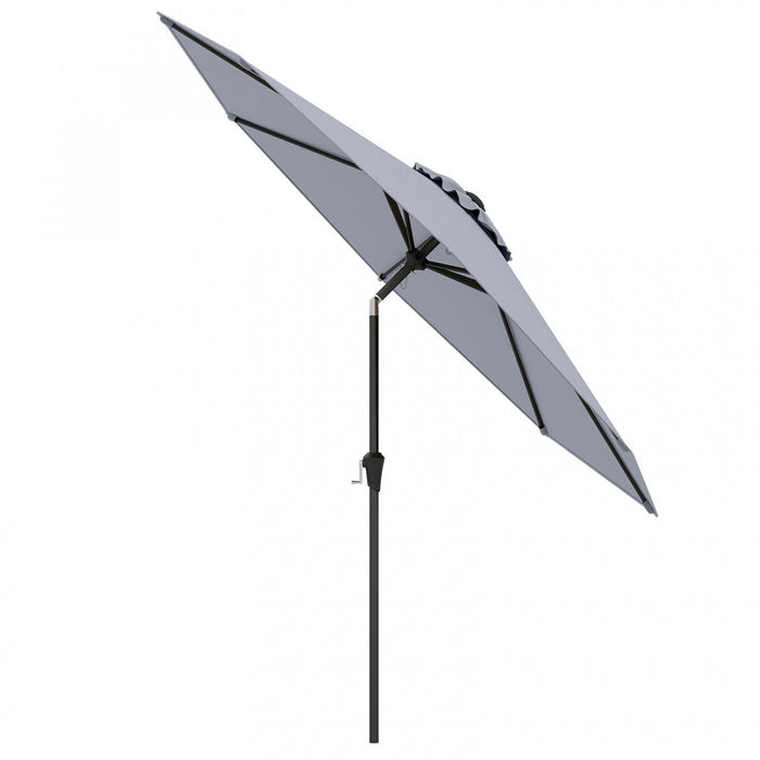 Costway Patio Umbrella with Push Button Tilt, Crank Handle, 8 Sturdy Ribs for Patio, Garden Gray