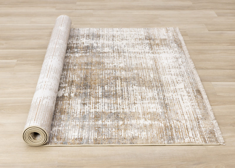 Sydney Brown Cream Grey Distressed Rug, 7'10\" x 10'2\" Indoor Area Rug