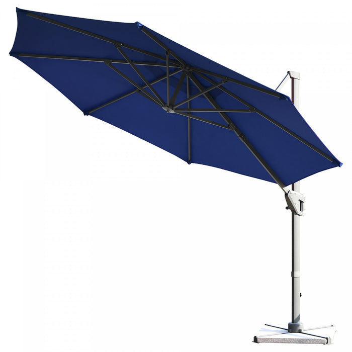 Costway 11ft Patio Offset Umbrella Cantilever Rotation Aluminum Tilt Cross Base Navy