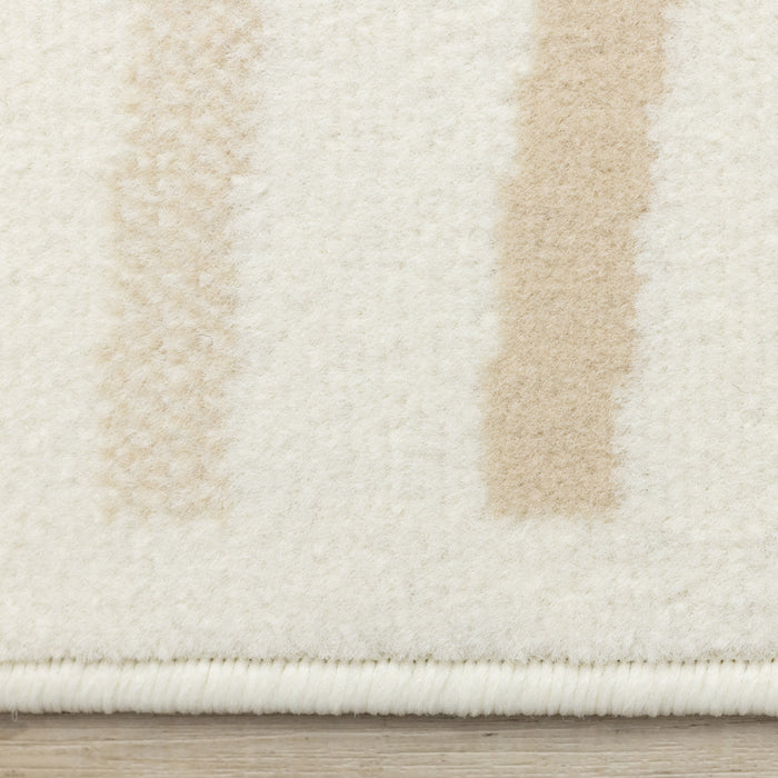 Forte Cream Beige Brown Curvy Lines Area Rug - 7'9\" x 10'6\"