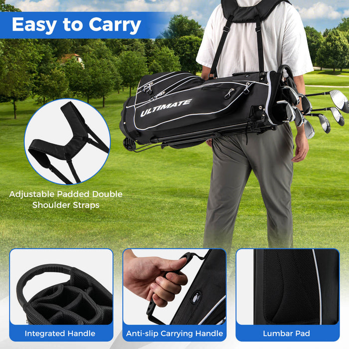 Costway Men's Complete Golf Clubs Package Set 10 Pieces Includes Alloy Driver Black