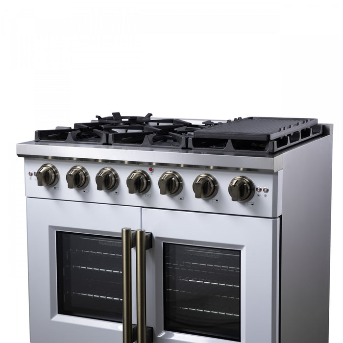Forno Capriasca 36\" White Gas Range 5.36 cu.ft -FFSGS6460-36WHT