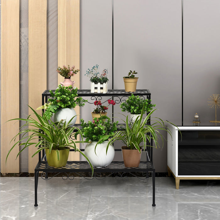 Costway 3 Tiers Metal Plant Stand Ladder Flower Pot Rack Decorative Planter Holder