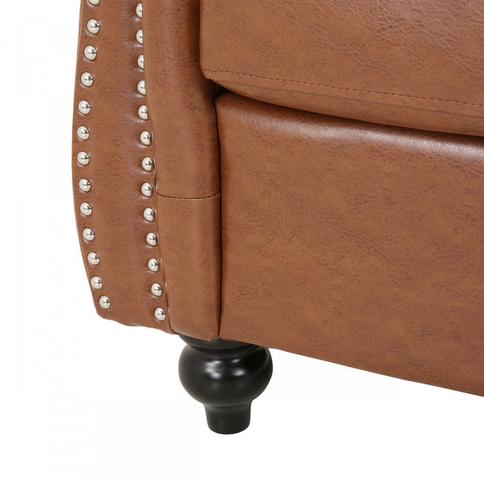 Gibbon Comfy Faux Leather Upholstery Arm Chair With Tufted Back,brown Accent Chair