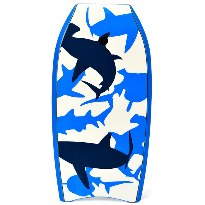 Goplus 33'' Lightweight Super Bodyboard Surfing W/leash Eps Core Boarding Blue Shark