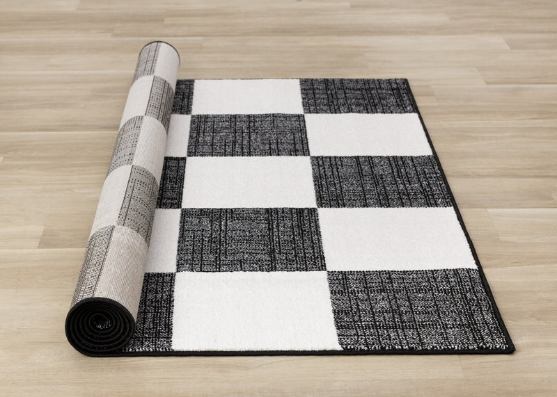 Covington Black White Checkered Pattern Rug, 6'7\" x 9'10\" Indoor Area Rug