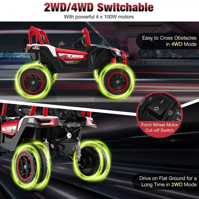 Costway 24v Kids Ride On Utv With 4 X 100w Powerful Engine Remote Control High/low Speed Red
