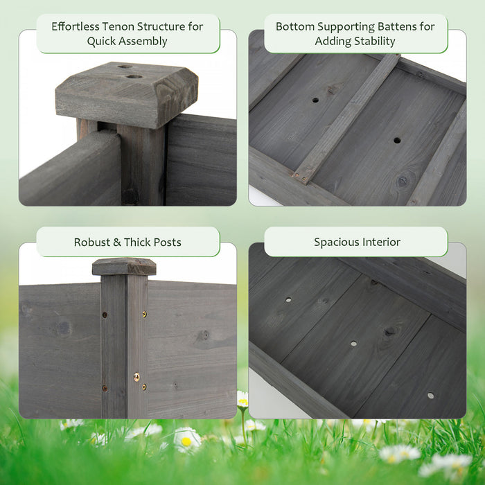 Costway Wooden Raised Vegetable Garden Bed Elevated Grow Vegetable Planter Grey
