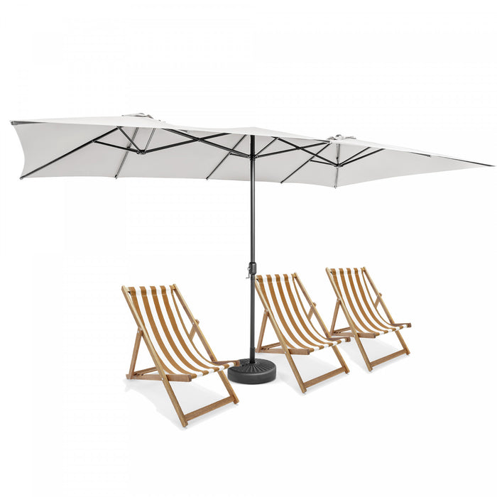 Costway 15FT Double-Sided Patio Market Umbrella Large Crank Handle Vented Outdoor Twin