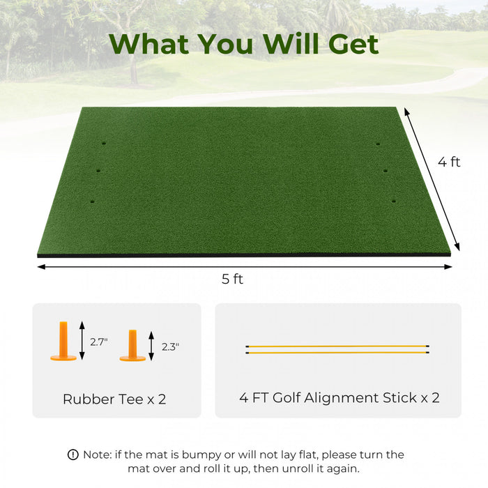 Costway 5 X 4 Ft Golf Hitting Mat Artificial Indoor Outdoor Turf Golf Training Mat 25 Mm
