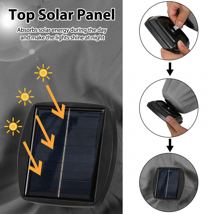 Costway 10 FT Solar Patio Umbrella with 96 LED Lights 35° Adjustable Tilt Vented Top Gray
