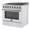 Forno Paolo 36 Inch White Freestanding Electric Range, White, 5.44 cu.ft. - FFSEL6011-36WHT | Cuisiniere electrique Paolo 36 pouces, blanche, 5,44 pi³ - FFSEL6011-36WHT