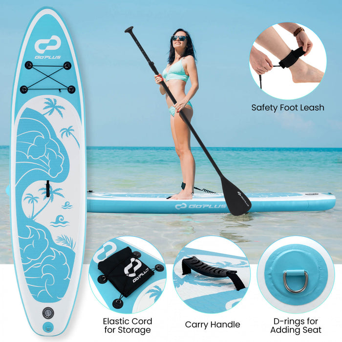 Goplus Small Inflatable Sup Board, Portable Paddle Board With 5d Rings Stand Up Paddle Board For Youth & Adult Turquoise