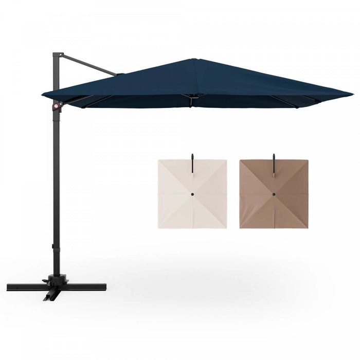 Costway Patio 9.5FT Square Cantilever Offset Hanging Umbrella 2-Tier 360° Outdoor Navy