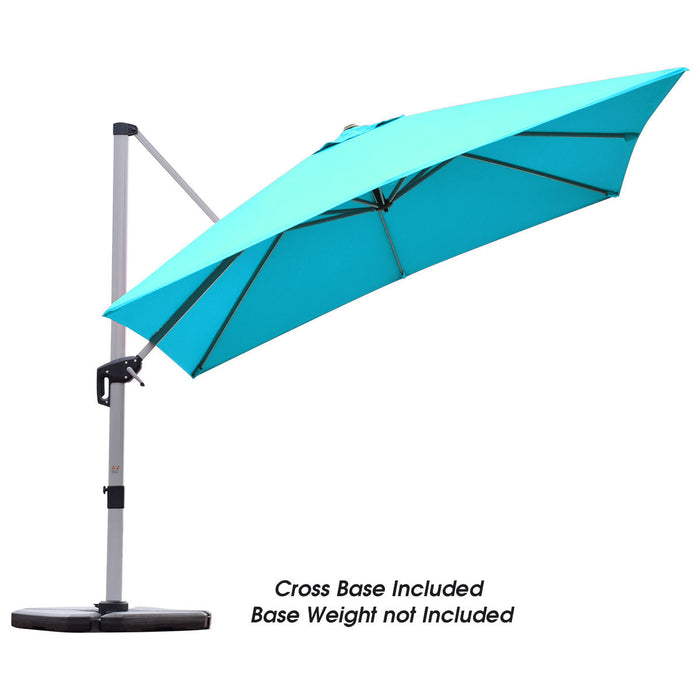 Costway 10Ft Square Patio Offset Cantilever Umbrella 360 Degree Tilt Aluminum Blue