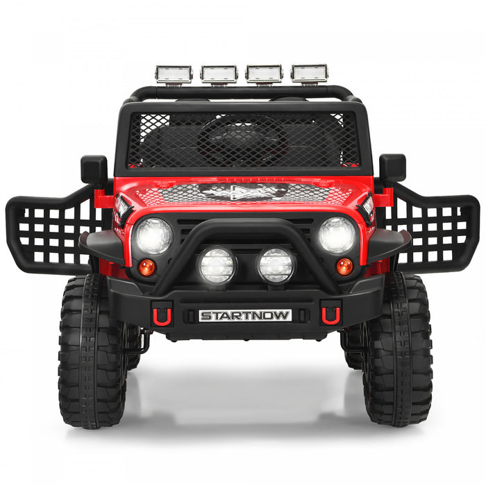 Costway 12v Kids Ride On Truck Remote Control Electric Car W/lights&music Red