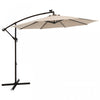 Costway 10 Ft Patio Solar LED Offset Umbrella 40 Lights Crank Cross Base Beige