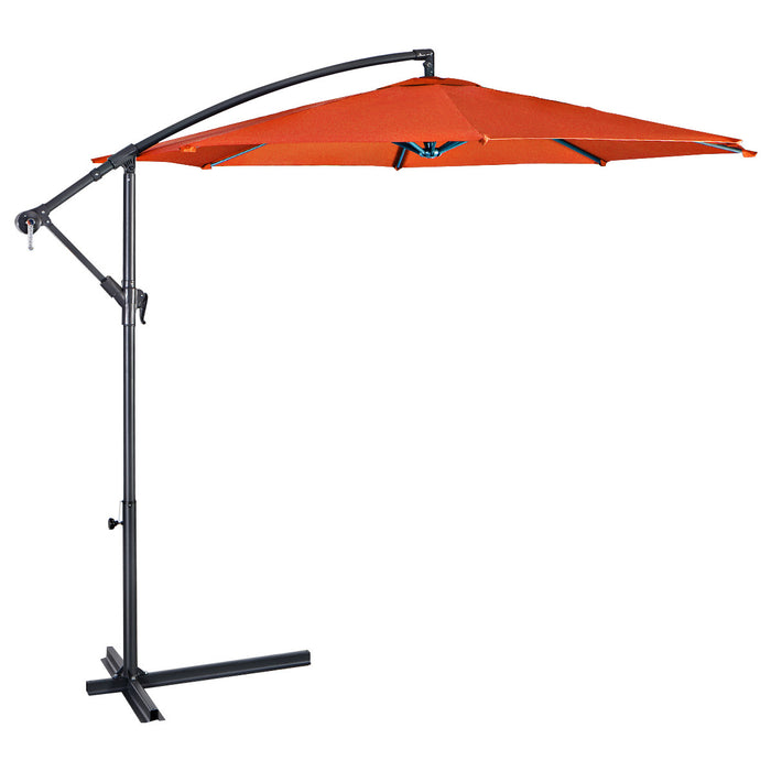 Costway 10' Ft Hanging Umbrella Patio Sun Shade Offset Outdoor Market Cross Base Orange