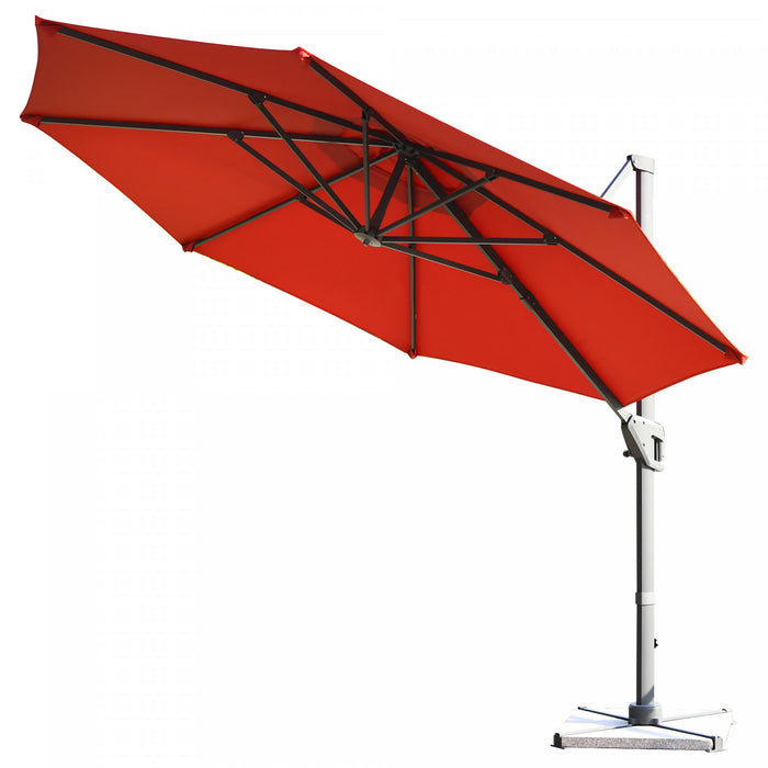 Costway 11ft Patio Offset Umbrella Cantilever Rotation Aluminum Tilt Cross Base Orange