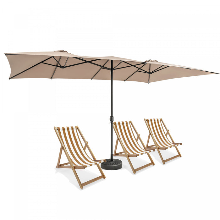 Costway 15FT Double-Sided Patio Market Umbrella Large Crank Handle Vented Outdoor Twin