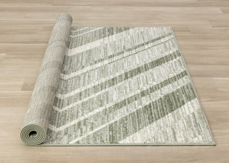 Florence Green White Distressed Chevron Design Rug, 5'3\" x 7'4\" Indoor Area Rug