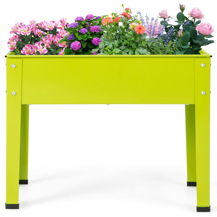 Costway 24\" Raised Garden Bed With Legs Metal Elevated Planter Box Drainage Hole Backyard Green